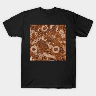 Earth tones brown woodland mushrooms toadstools floral T-Shirt